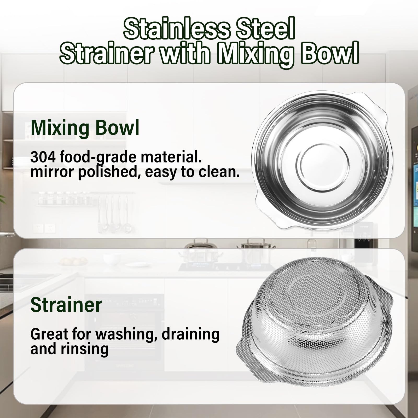 POPGRADE rice-washing-bowl-strainer: quick grain cleaning and rinsing.