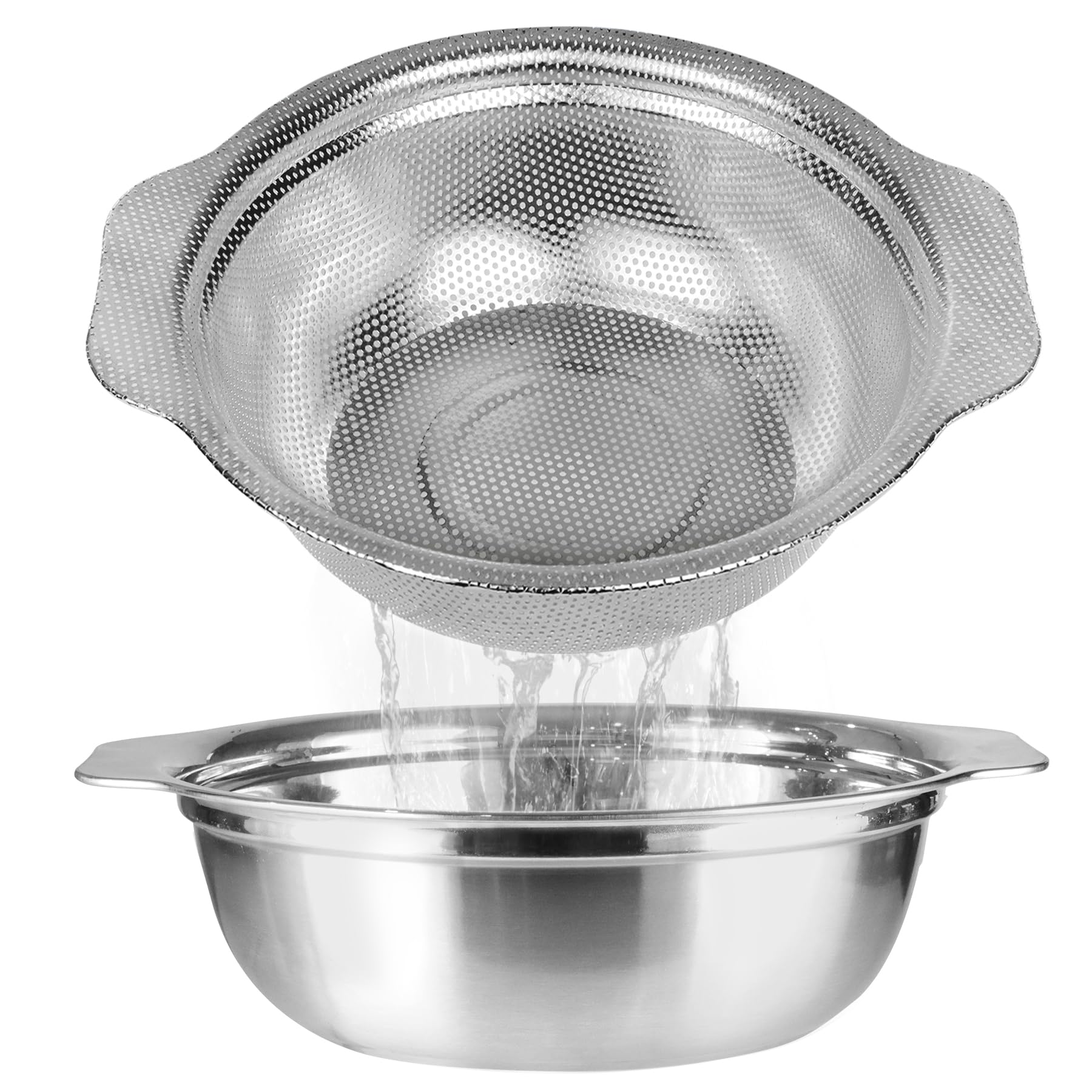 POPGRADE stainless steel colander bowl set for fast draining and easy prep