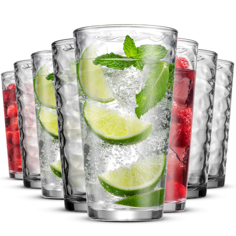 POPLASS Biscayne entertaining table scene with versatile glassware