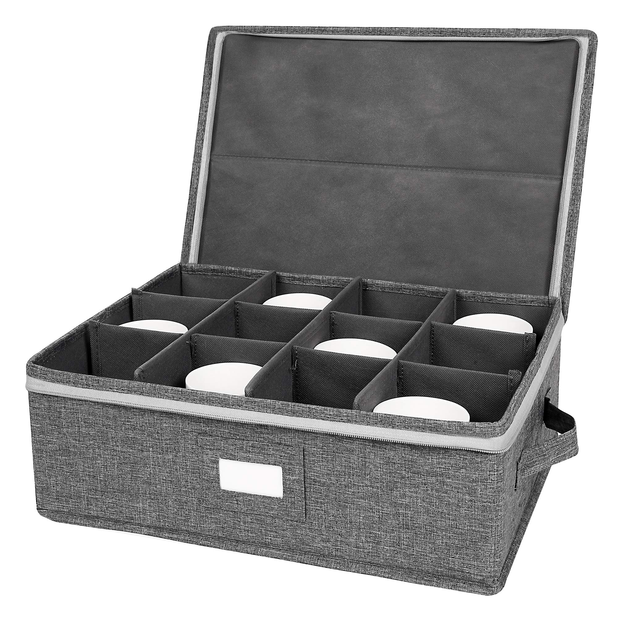 Popoly cup and mug storage box with 12 padded compartments for secure mug storage