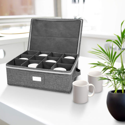 Popoly mug storage compartments inside showing padded dividers protect delicate cups.