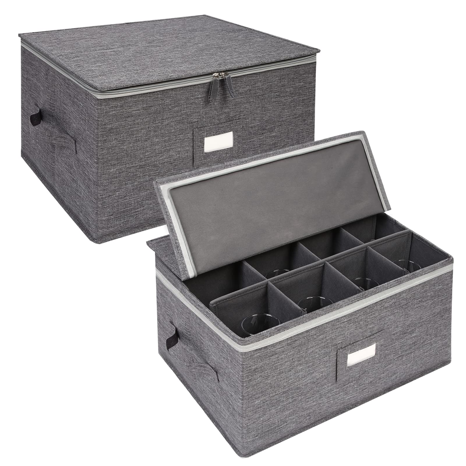 Popoly stemware storage 2-pack in grey keeps glasses organized and protected.