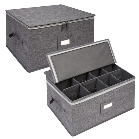Popoly stemware storage 2-pack in grey keeps glasses organized and protected.