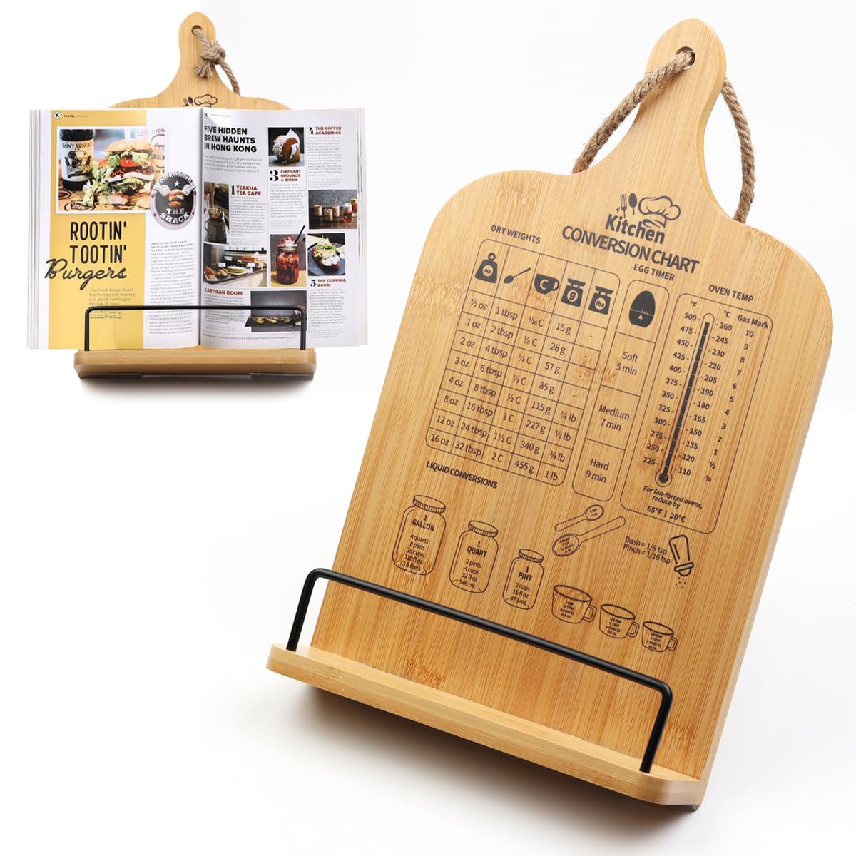PopularLdo wooden cookbook stand with sturdy base for stable recipe reading.