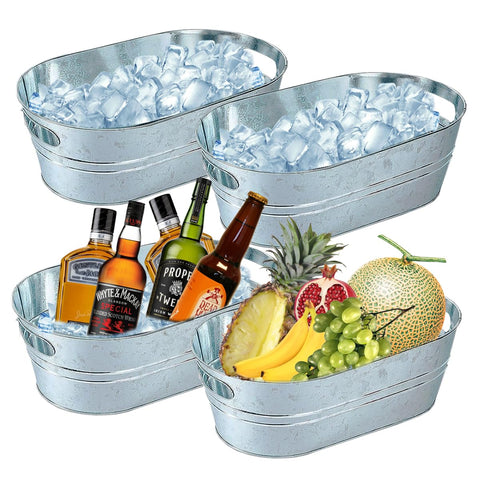 PORPOR BOOYA four-pack galvanized ice buckets on party table for drinks