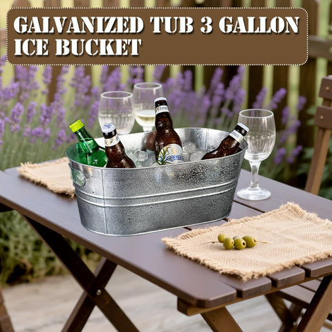 PORPOR BOOYA galvanized tub keeps beverages chilled for events.