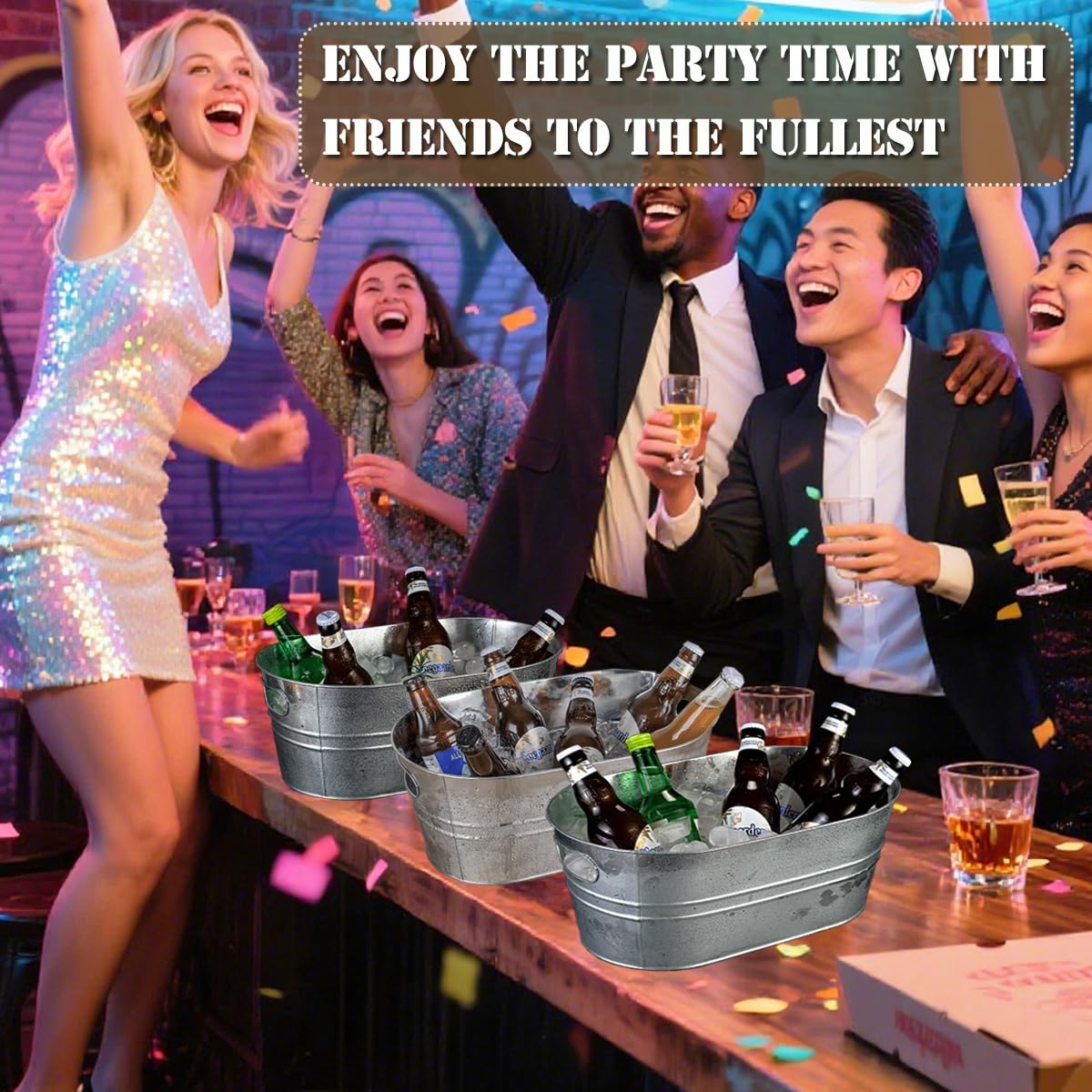 PORPOR BOOYA galvanized tubs used as wedding table centerpieces