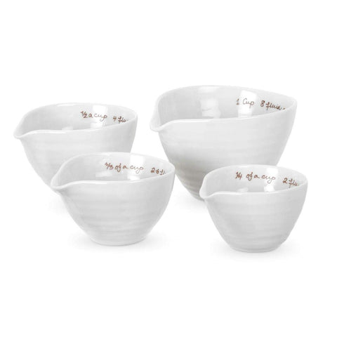 Portmeirion Sophie Conran measuring cups nest neatly for compact storage.