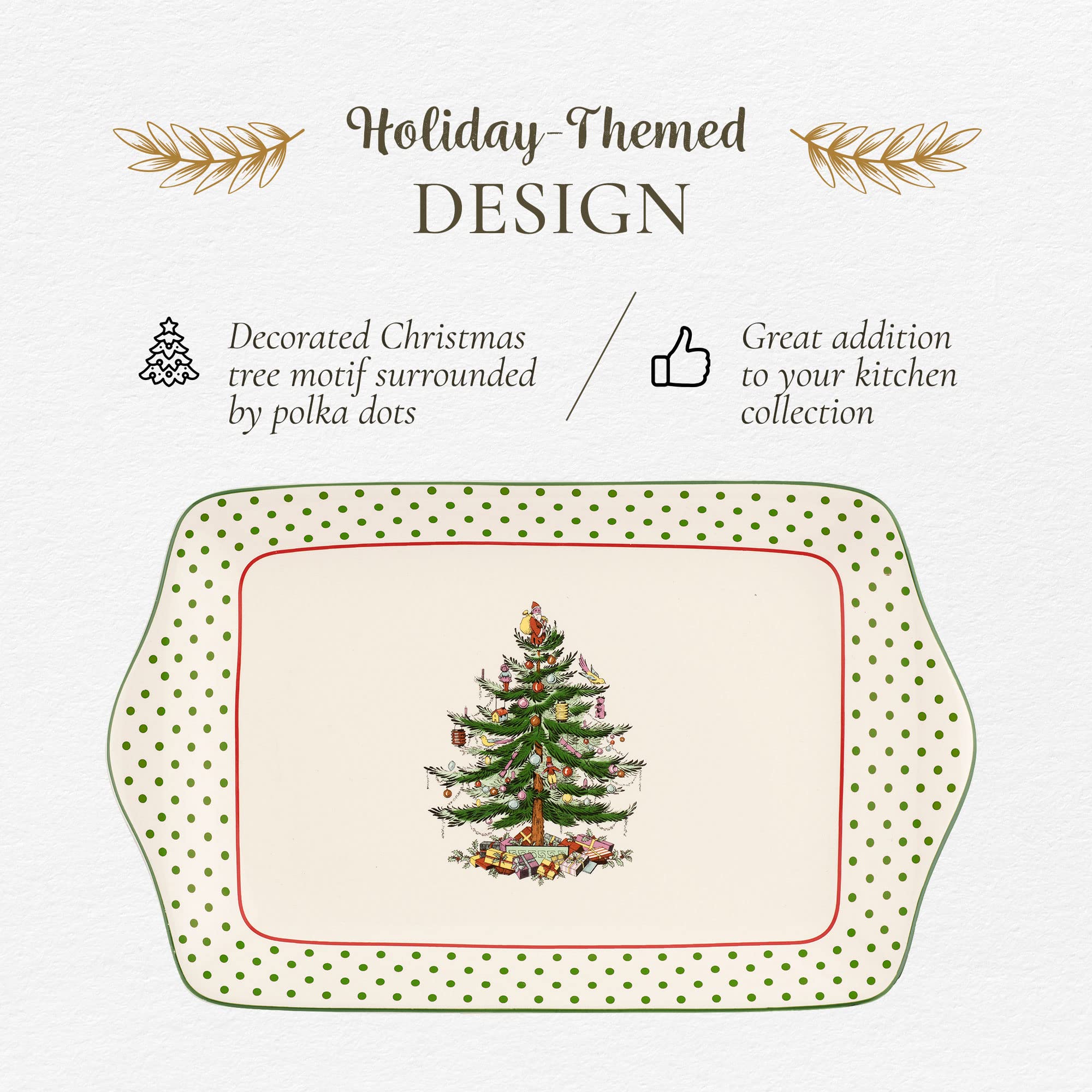 Portmeirion Spode 12-inch ceramic dessert tray for desserts, appetizers, or sides.