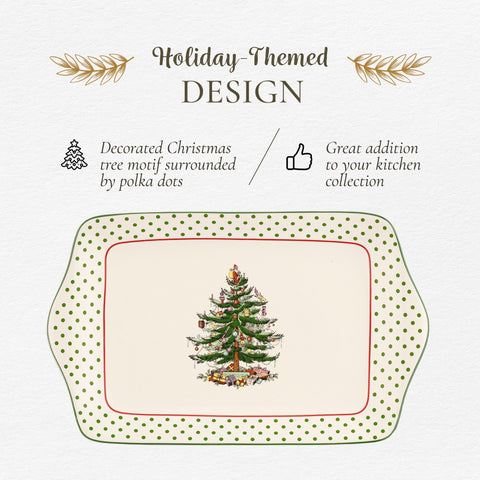 Portmeirion Spode 12-inch ceramic dessert tray for desserts, appetizers, or sides.