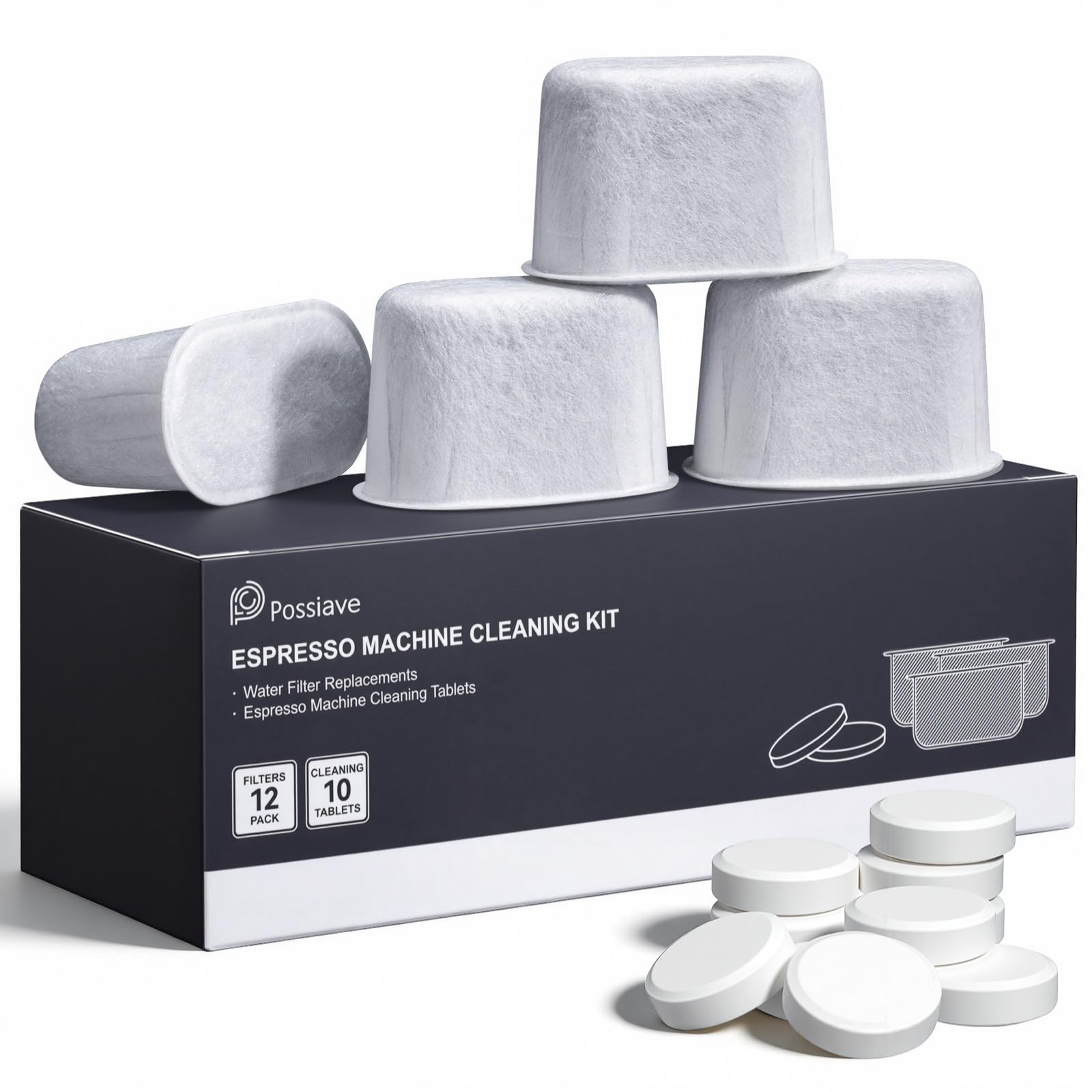 Possiave cleaning tablets for Breville Express in action for quick maintenance.