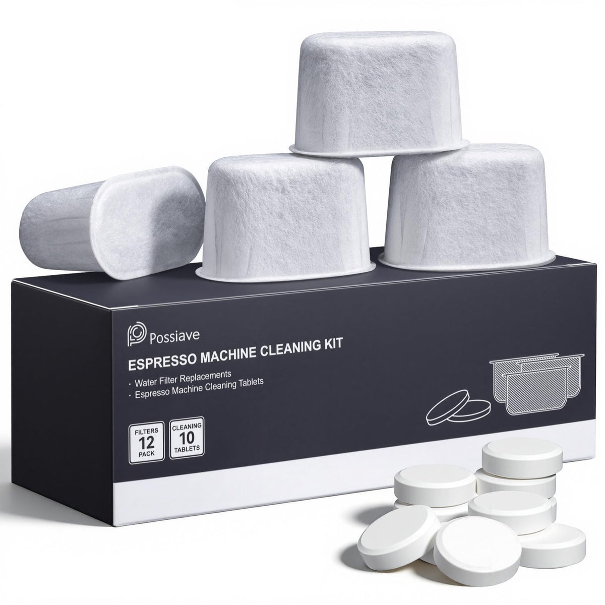 Possiave cleaning tablets for Breville Express in action for quick maintenance.