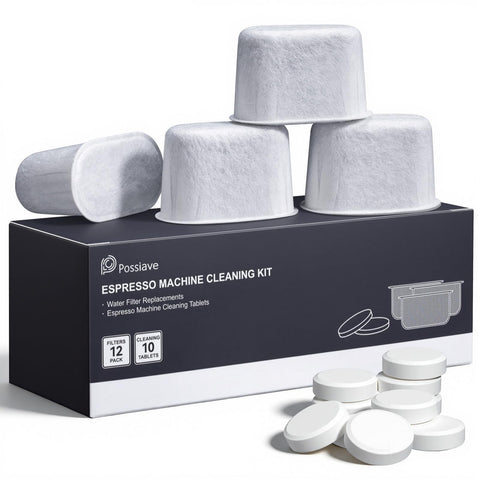 Possiave cleaning tablets for Breville Express in action for quick maintenance.