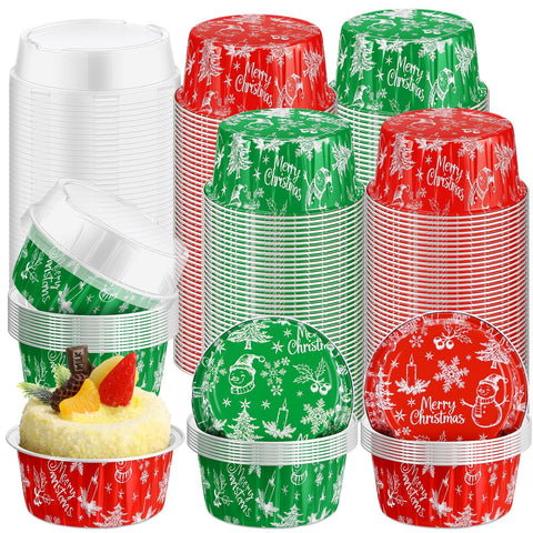 Potchen red foil cups with lids for festive single-serve treats and easy party setup.