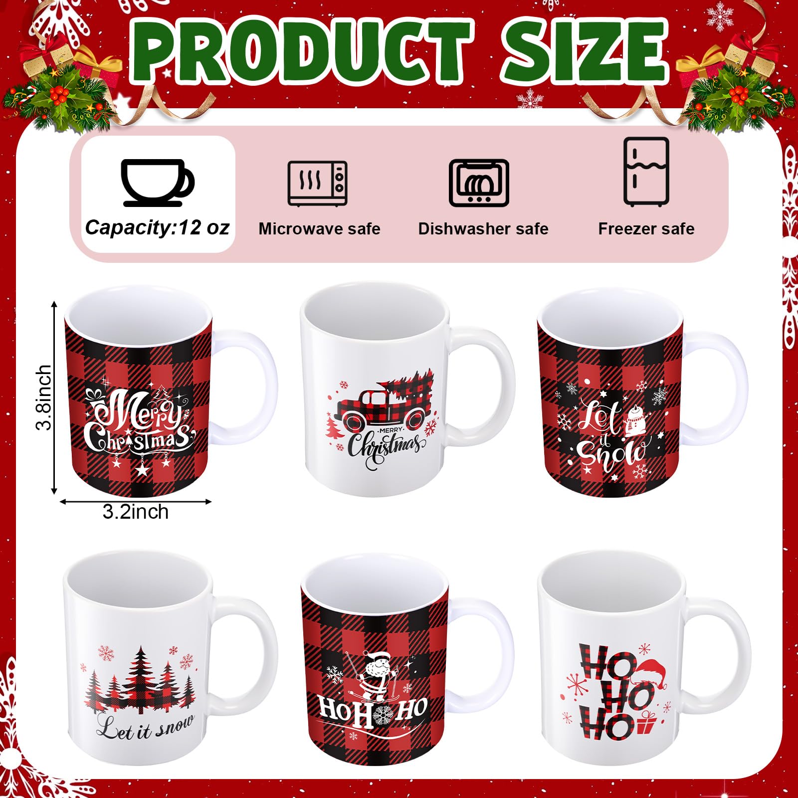 Potchen Christmas mug Ho Ho Ho design sturdy handle for easy grip.