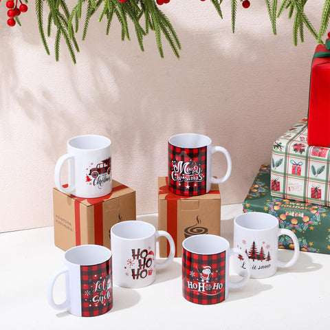 Potchen Christmas mug Merry Christmas pattern for festive table setup.