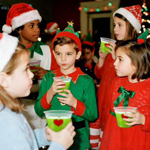 Potchen Christmas party setup with cohesive color theme