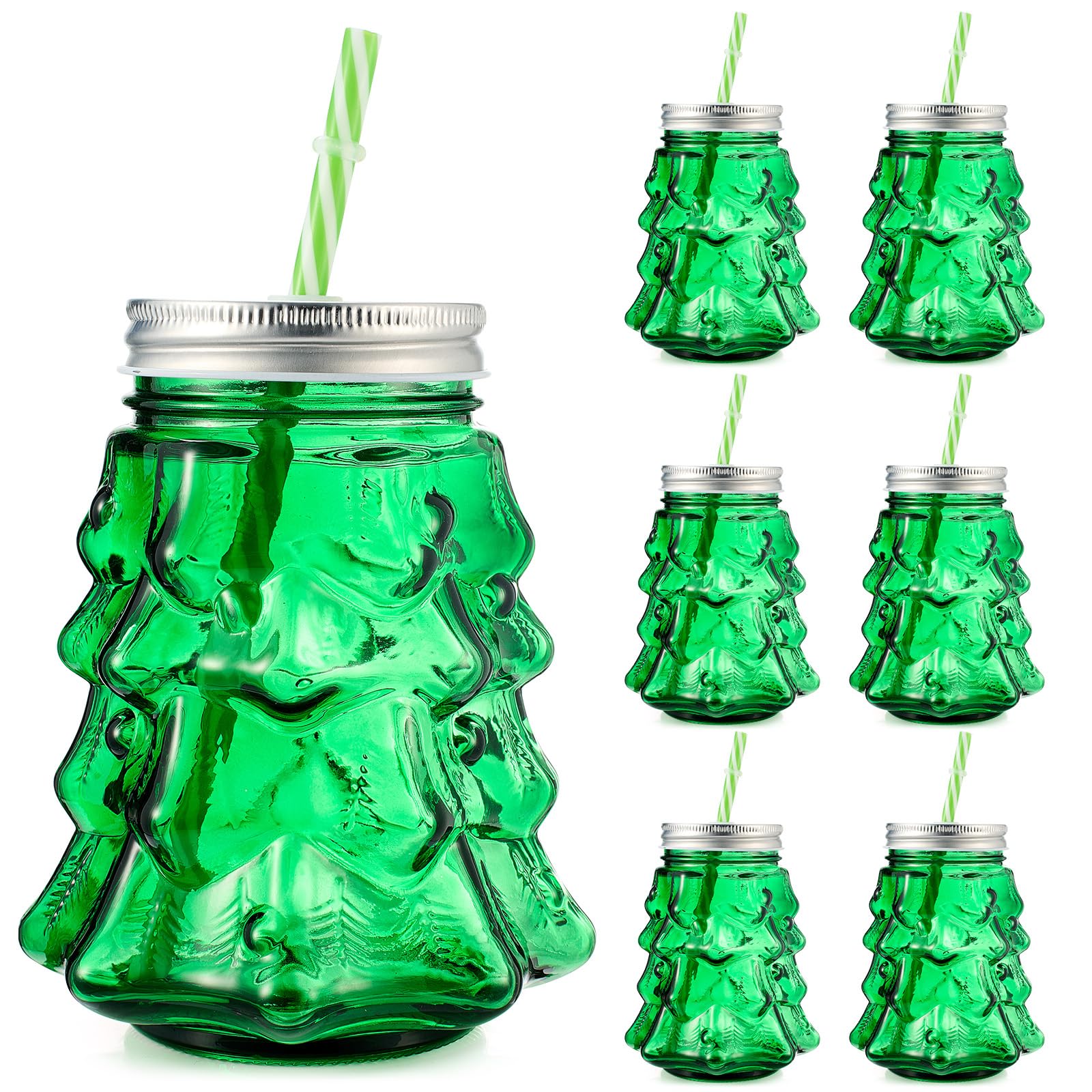 Potchen Christmas tree mason jar glasses with festive shape for seasonal entertaining.