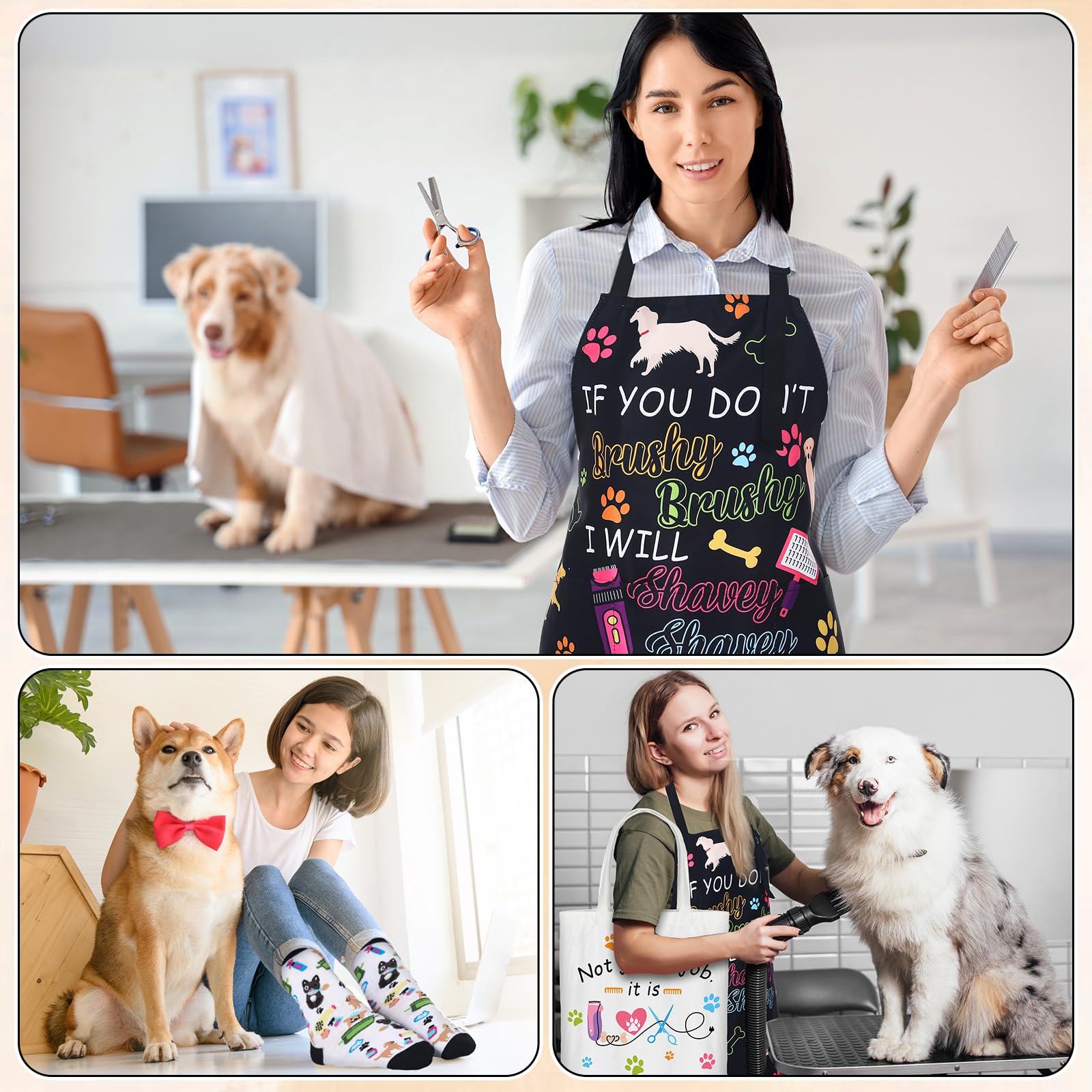 Potchen waterproof apron, oil-resistant, protects clothes during grooming sessions.