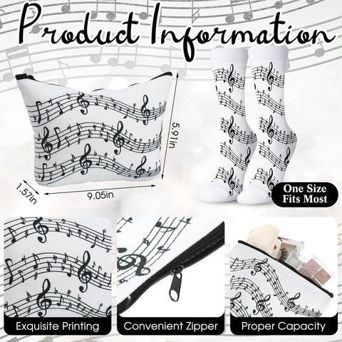 Potchen makeup bag with musical notes, ideal for travel organization