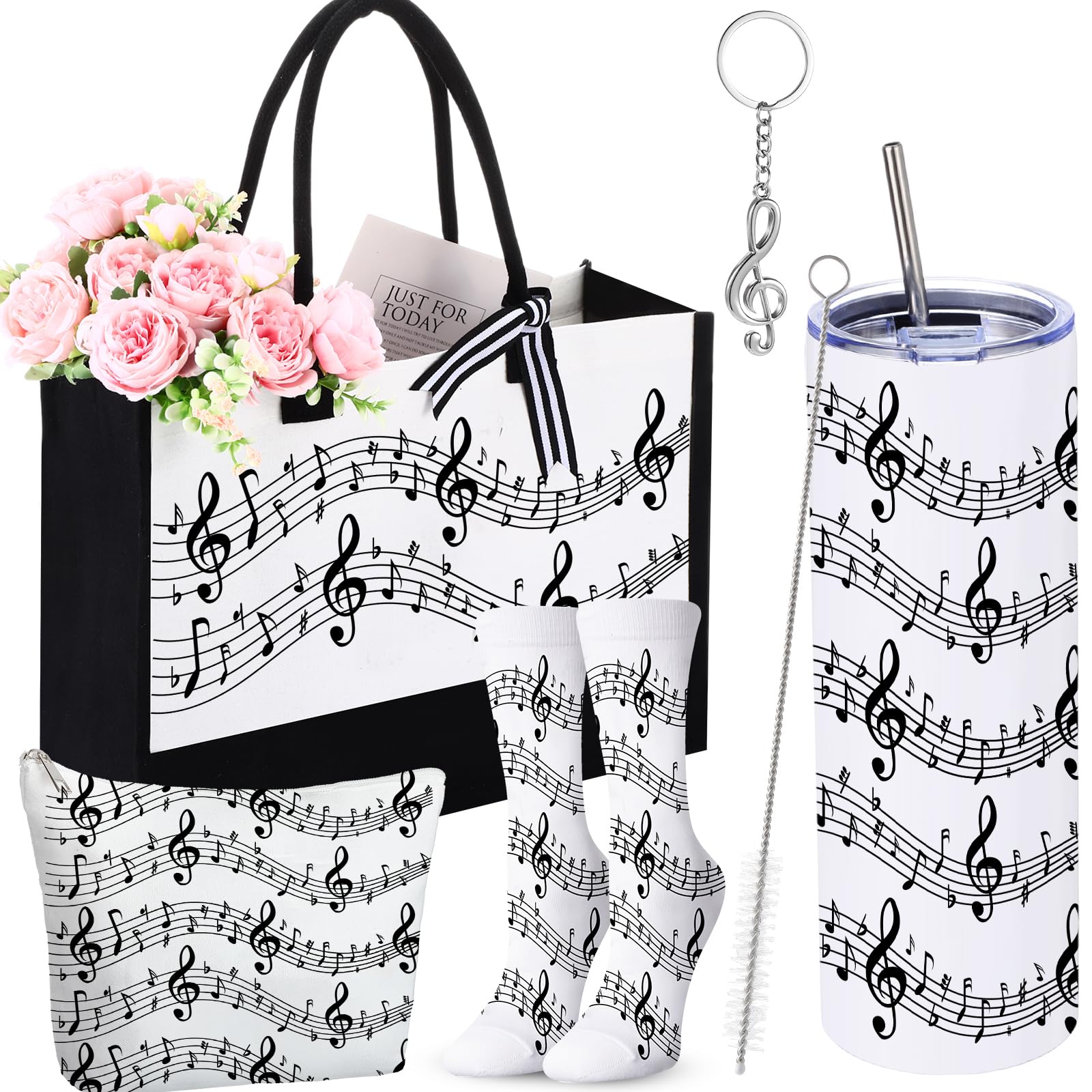 Potchen 20 oz tumbler with musical notes keeps drinks hot or cold