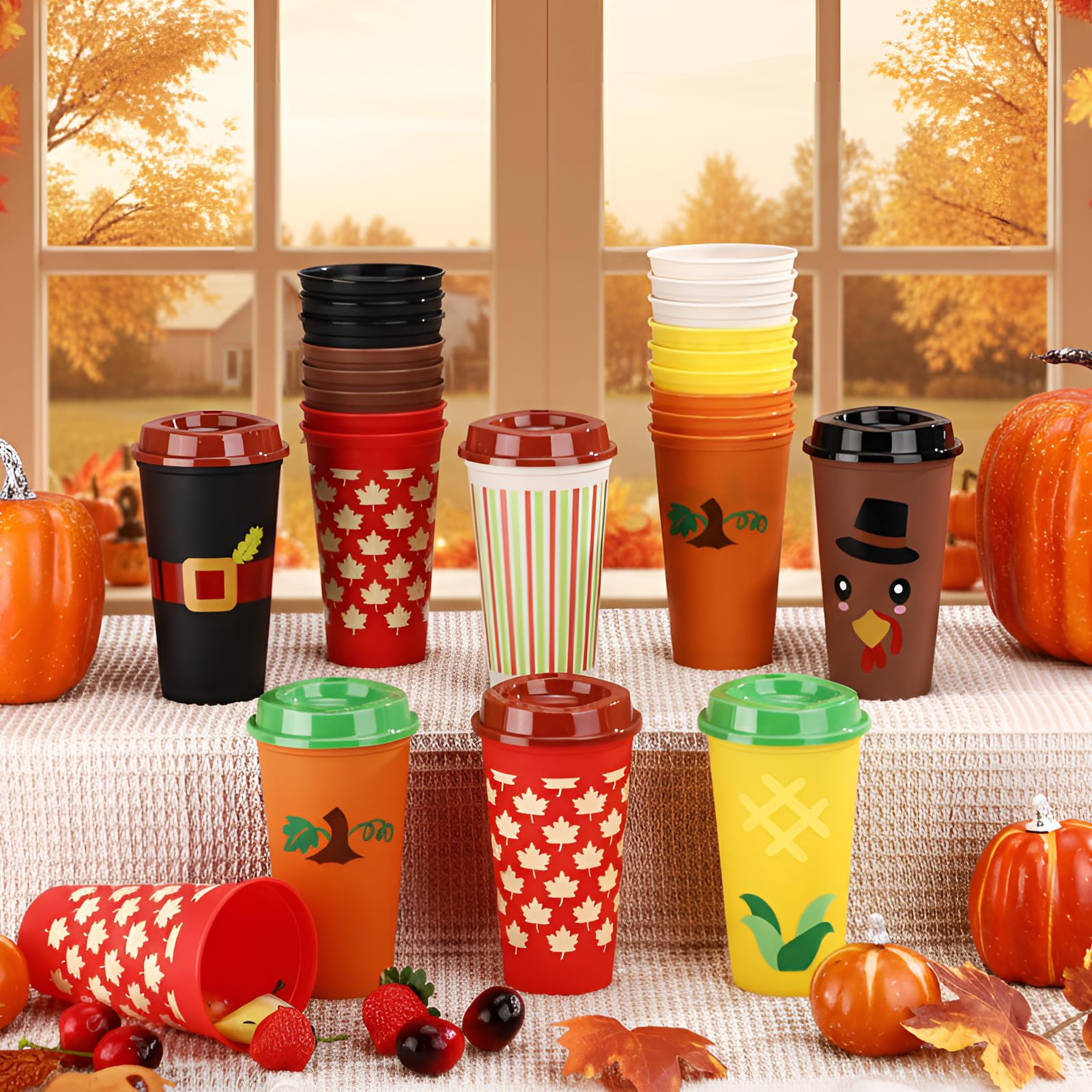 Potchen 16 oz cup with cornucopia design, festive beverages for parties