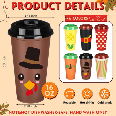 Potchen 16 oz cup with maple leaves design, perfect for hot coffee during fall