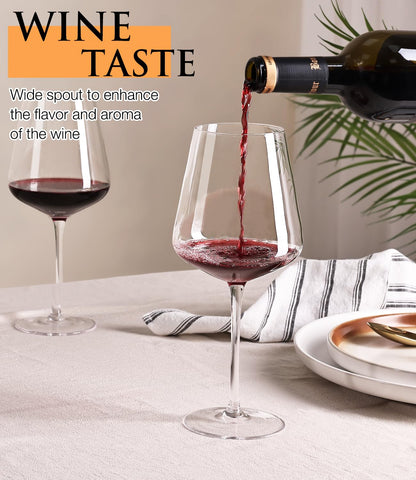 Potdoctor crystal wine glasses, 17-ounce capacity, highlighting wine color and aroma