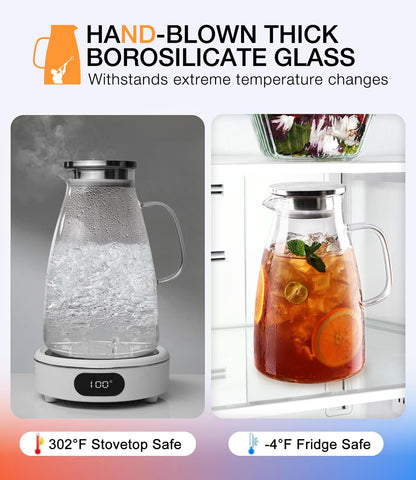 Potdoctor glass pitcher strainer top filters debris for tea or fruit