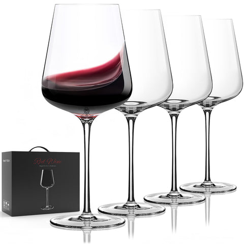 Potdoctor four-piece wine glasses set, hand-blown with crystal clarity for elegant tasting