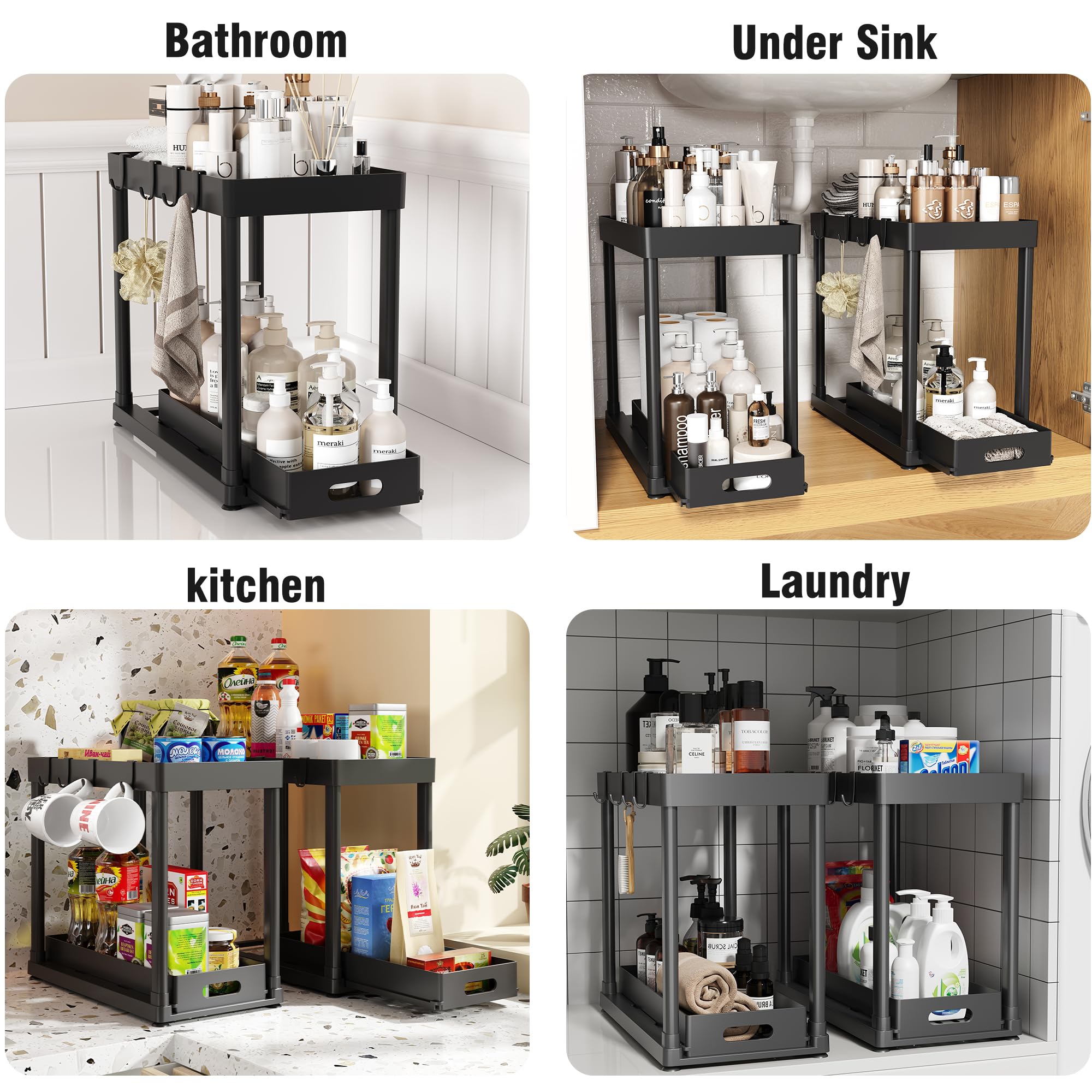 POUGNY tool-free install simply secures under the sink.