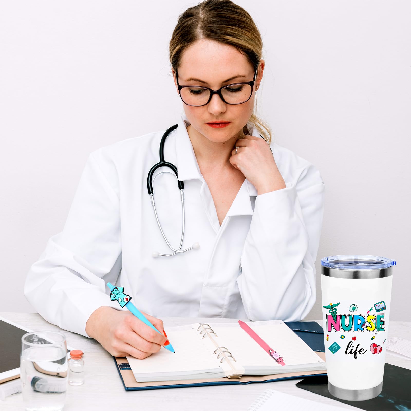 Pounira nurse pens duo, bright and durable writing tools.