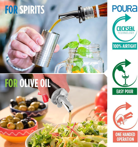 Poura built-in fruit fly protection keeps drinks clean.