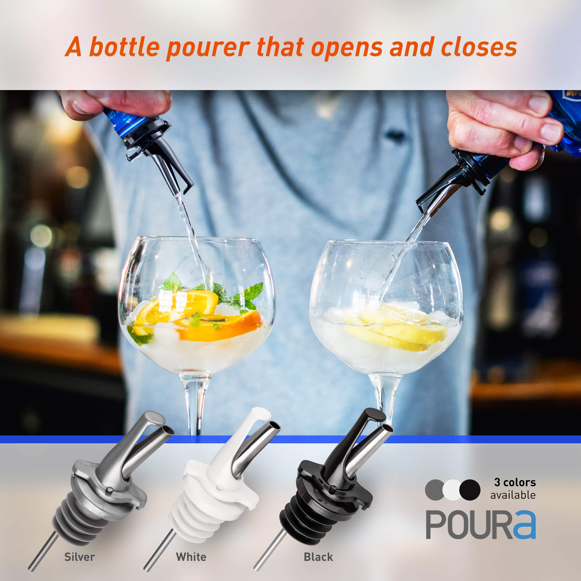 Poura adapter kit fits large-neck bottles for versatility.