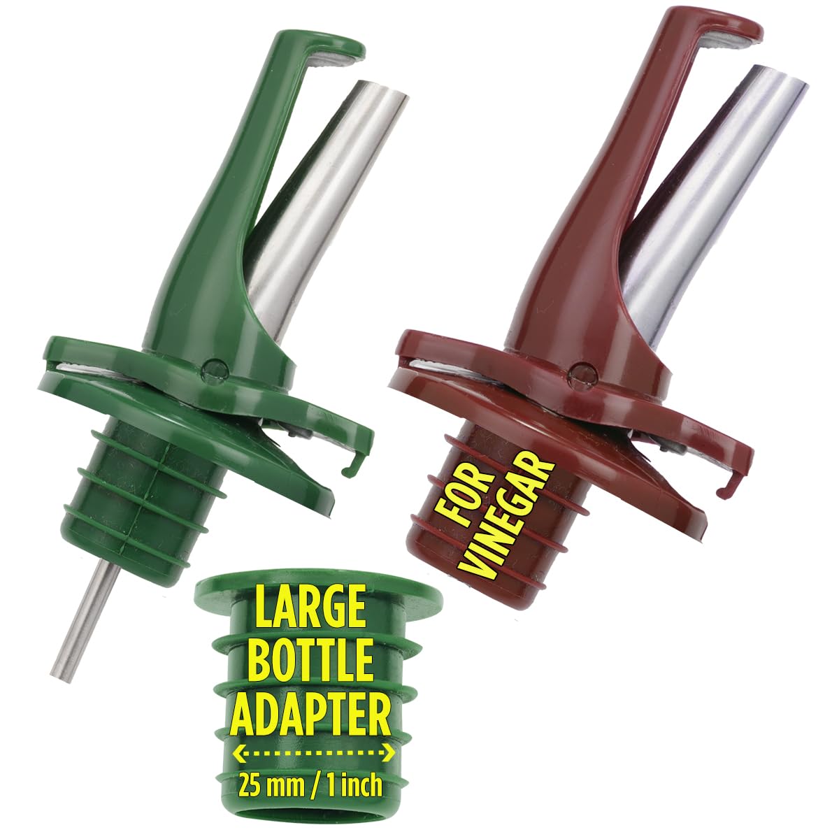 Poura oil and vinegar spouts with airtight ClickSeal for fresher liquids.