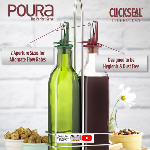 Poura use-your-own-bottles feature converts any bottle into a dispenser.