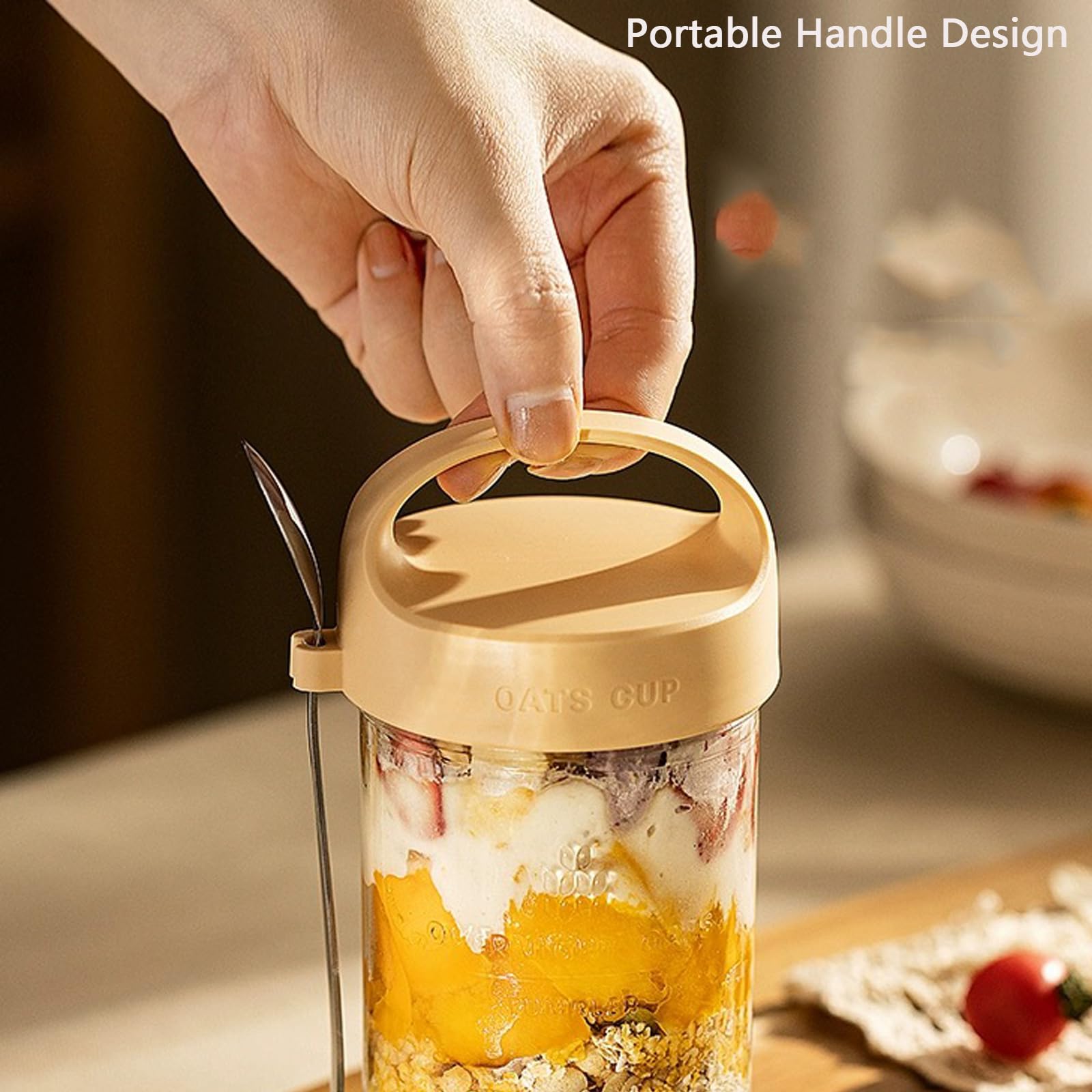 Povinmos versatile food jar for cereal, yogurt, or fruit.