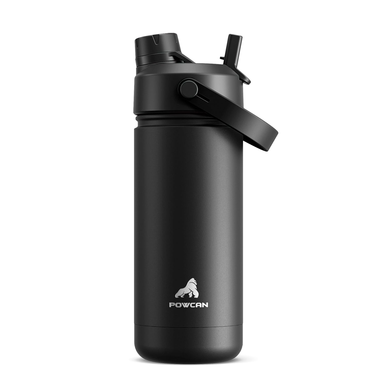 POWCAN 18 oz insulated bottle with stainless steel body for year-round use.