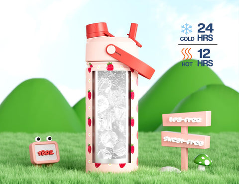 POWCAN stainless steel kids bottle, easy to clean after playtime.