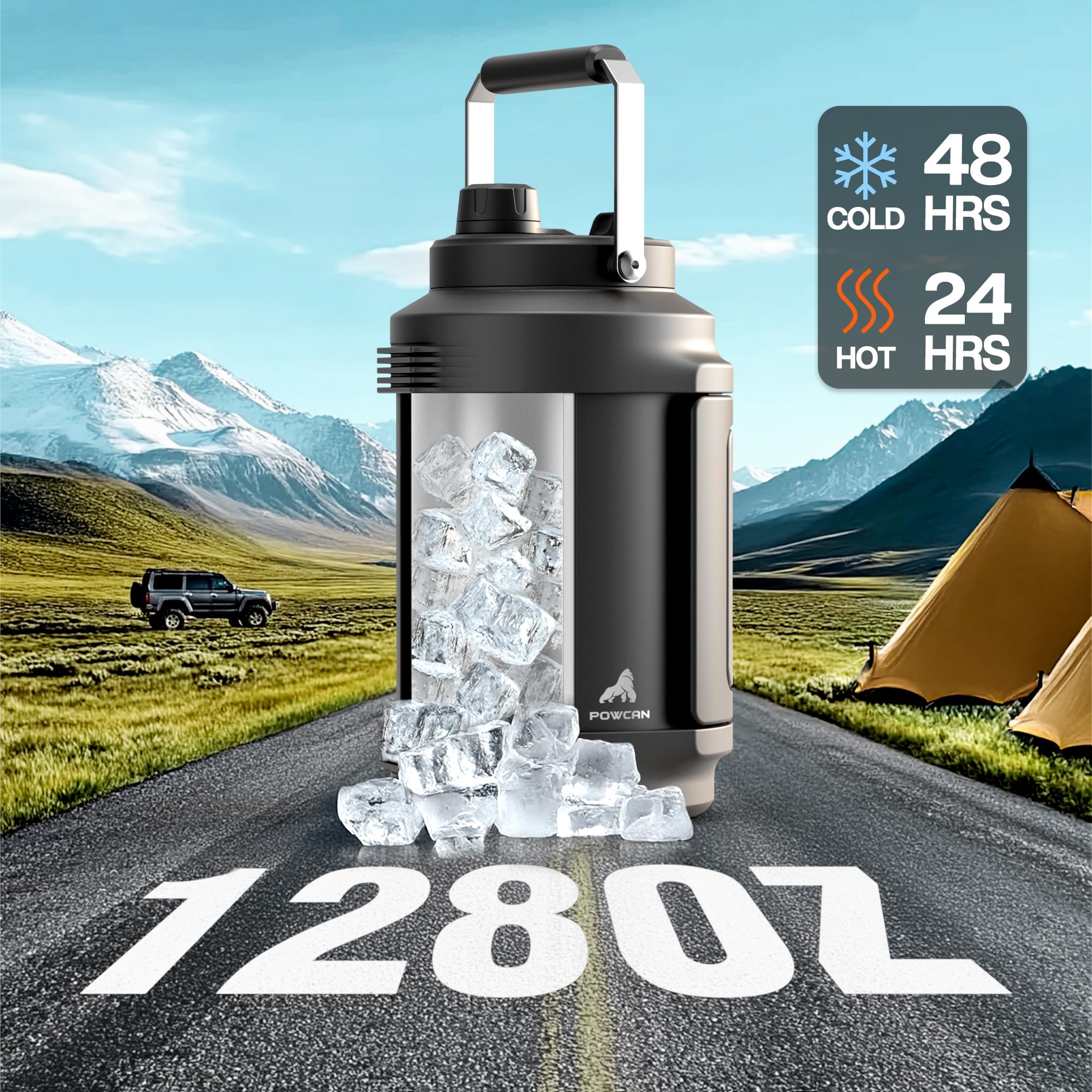 POWCAN 2-in-1 lid with straw and spout for easy sipping and pouring