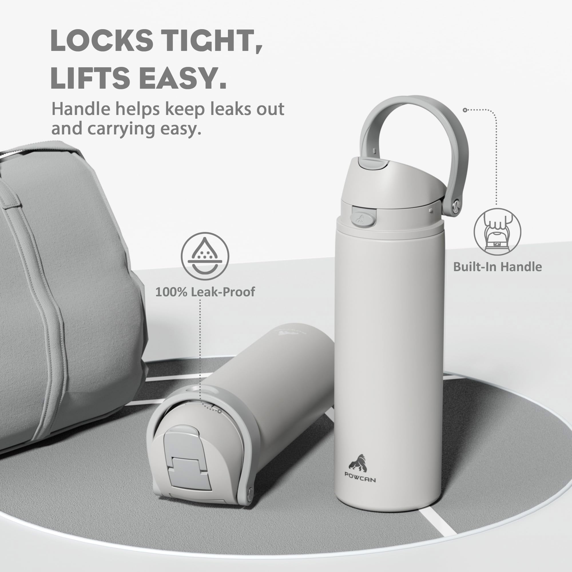 POWCAN slim bottle fits most car cup holders for easy commuting.