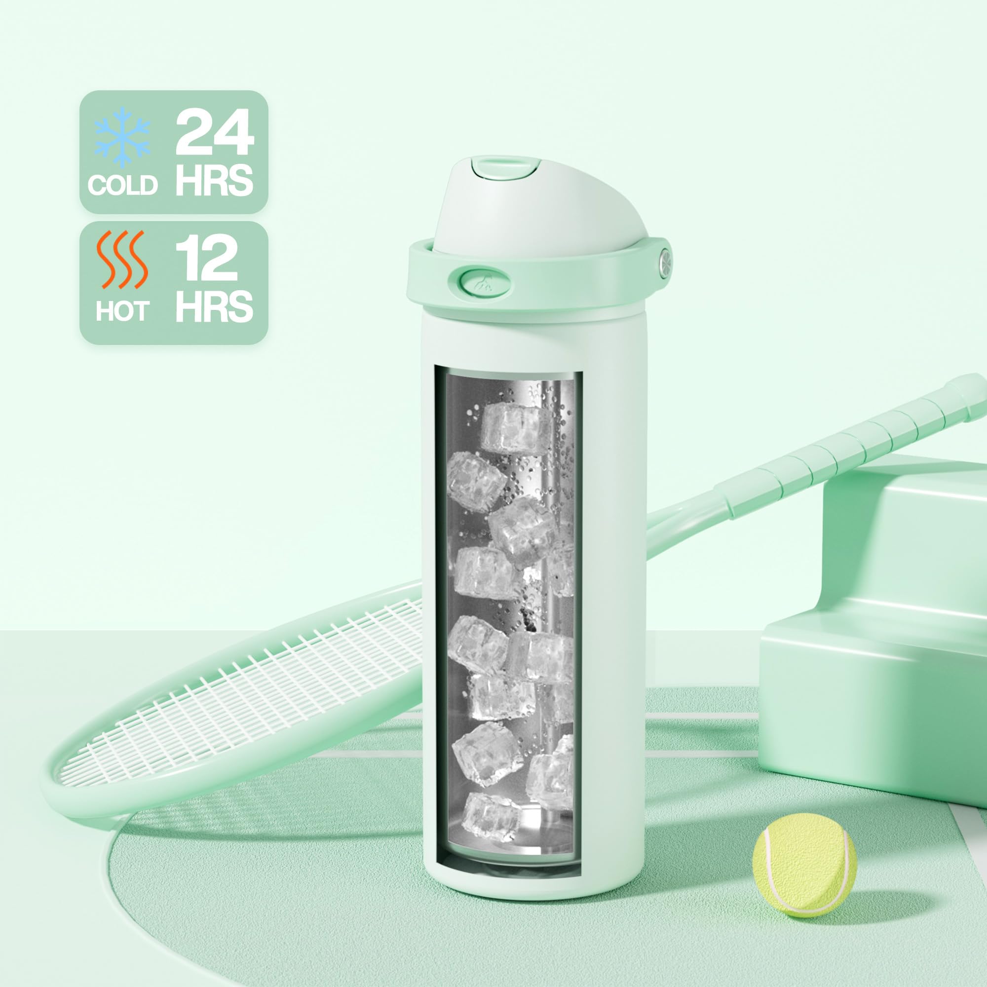 POWCAN 24 oz bottle double-wall insulation keeps drinks cold or hot
