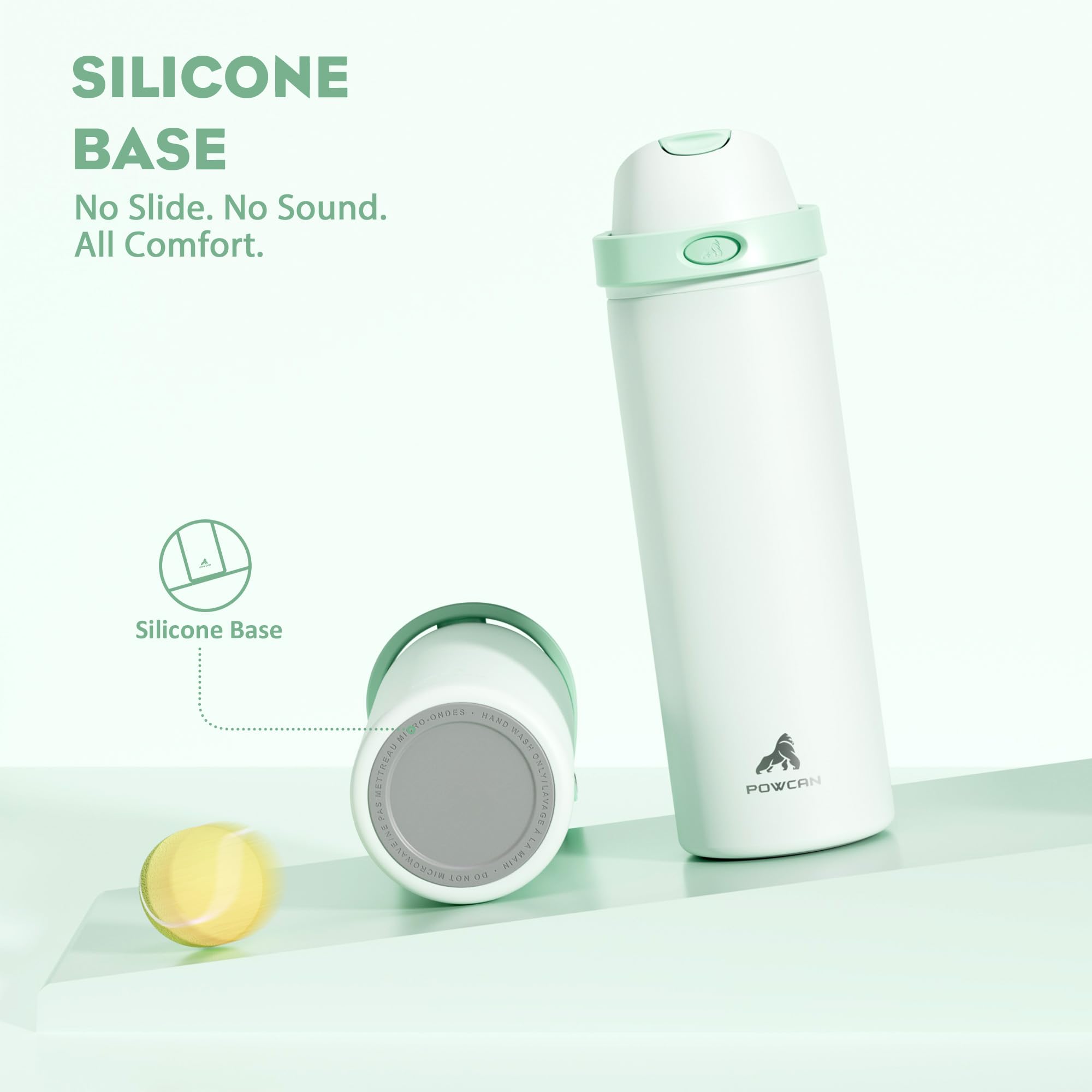 POWCAN mint-green 24 oz bottle adds style to office and gym routines