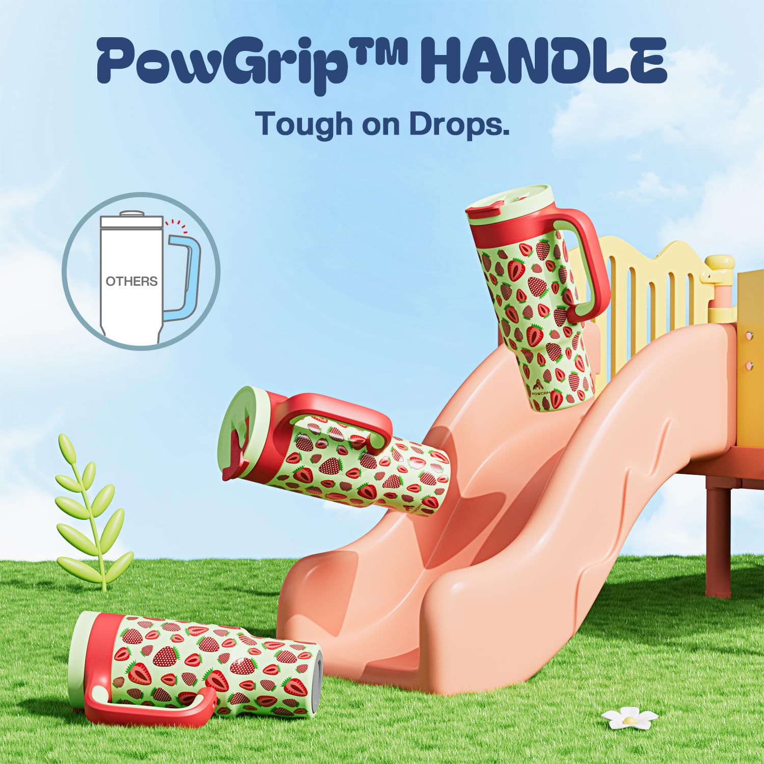 POWCAN 24 oz tumbler in bag demonstrates travel-friendly design