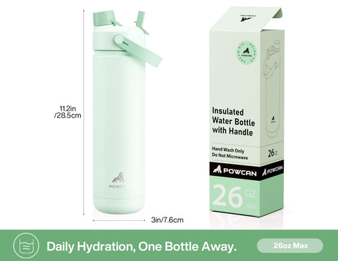 Powcan mint bottle wide mouth for easy cleaning and filling.