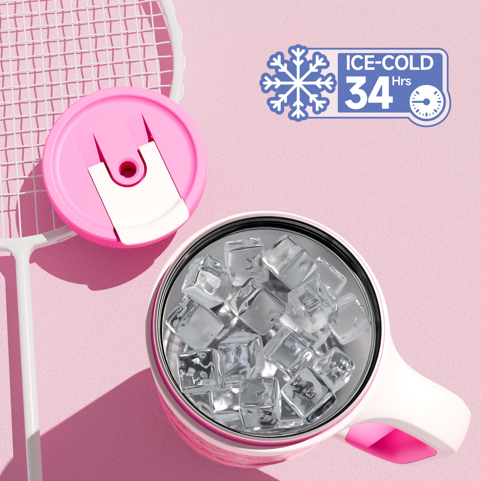 Powcan 2-in-1 lid with straw enables easy sipping on the go.