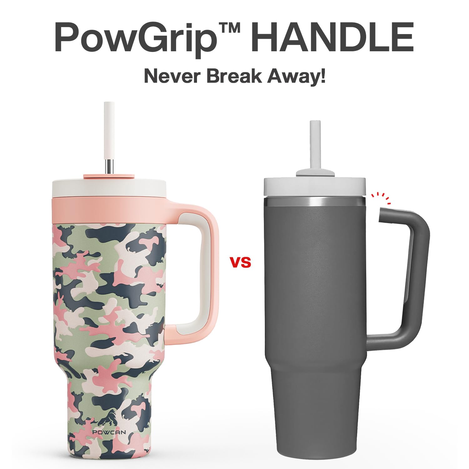 POWCAN 2in1-lid-straw-rose-dappled enables easy sipping and spill resistance.