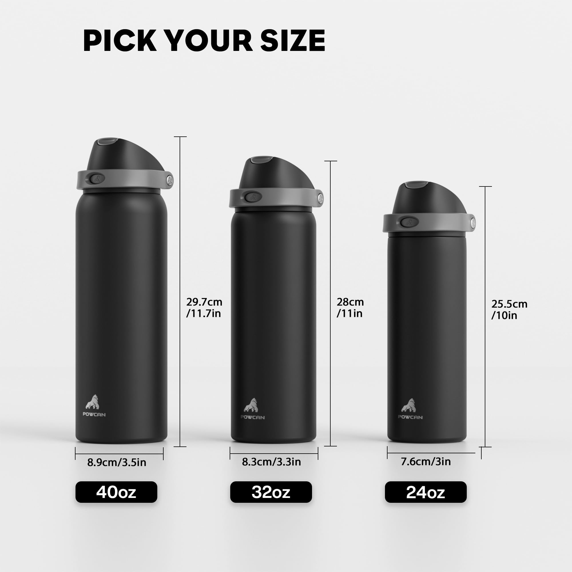 POWCAN 32 oz bottle during commute shows convenient all-day hydration.