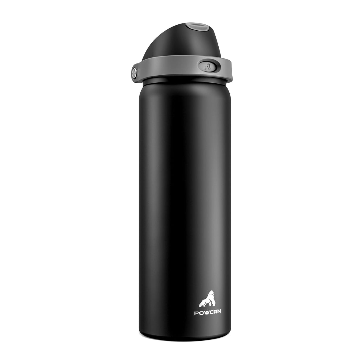 POWCAN 32 oz bottle with push-button lid enables one-handed hydration on the go.