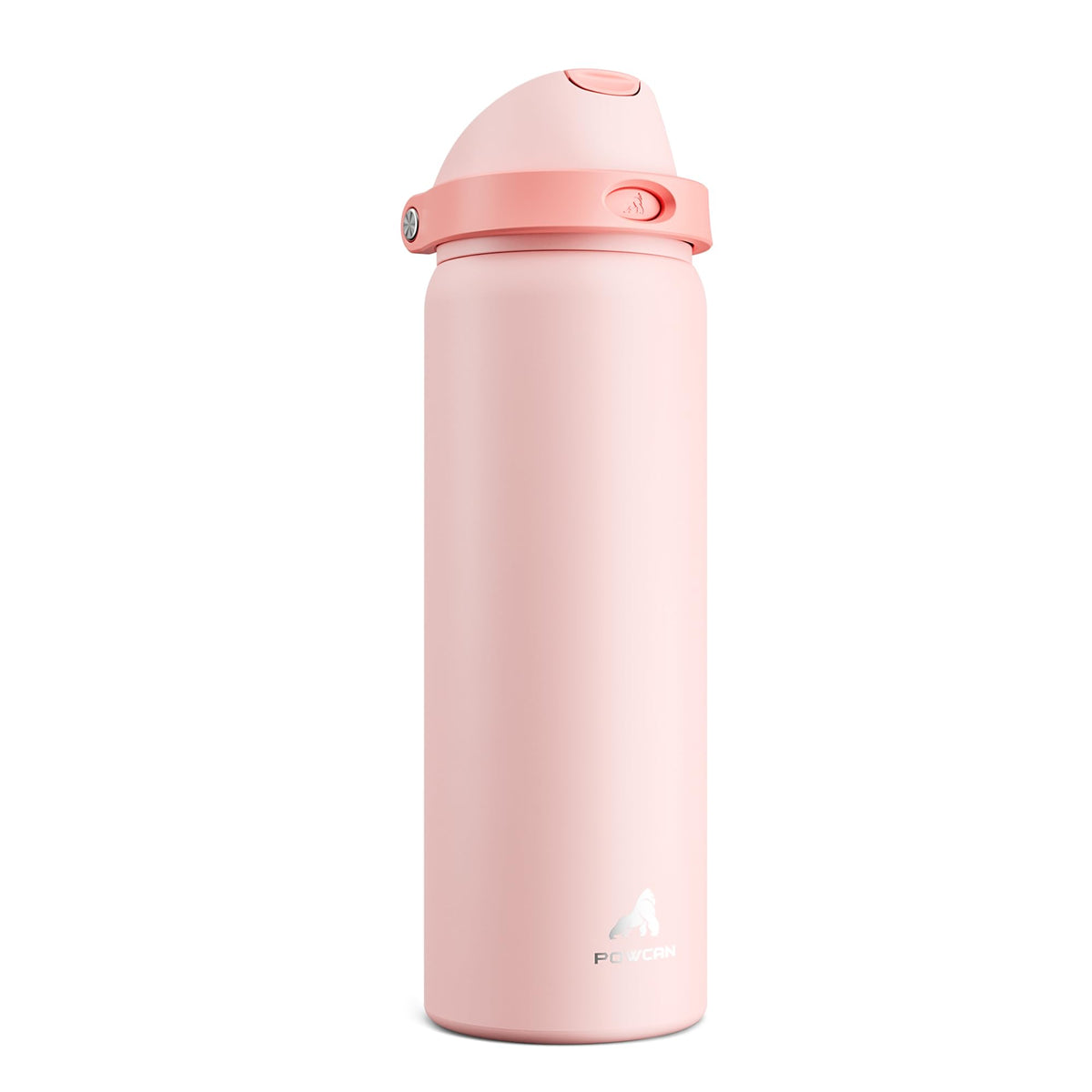 POWCAN 32oz insulated bottle with dual lid for one-handed use during travel.
